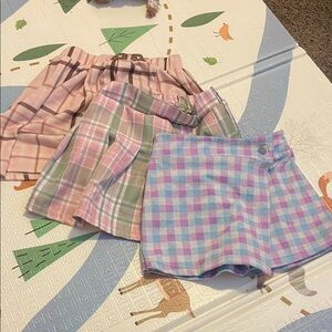 Multiples Kids Plaid Skirt Set - Pink, Green, Purple